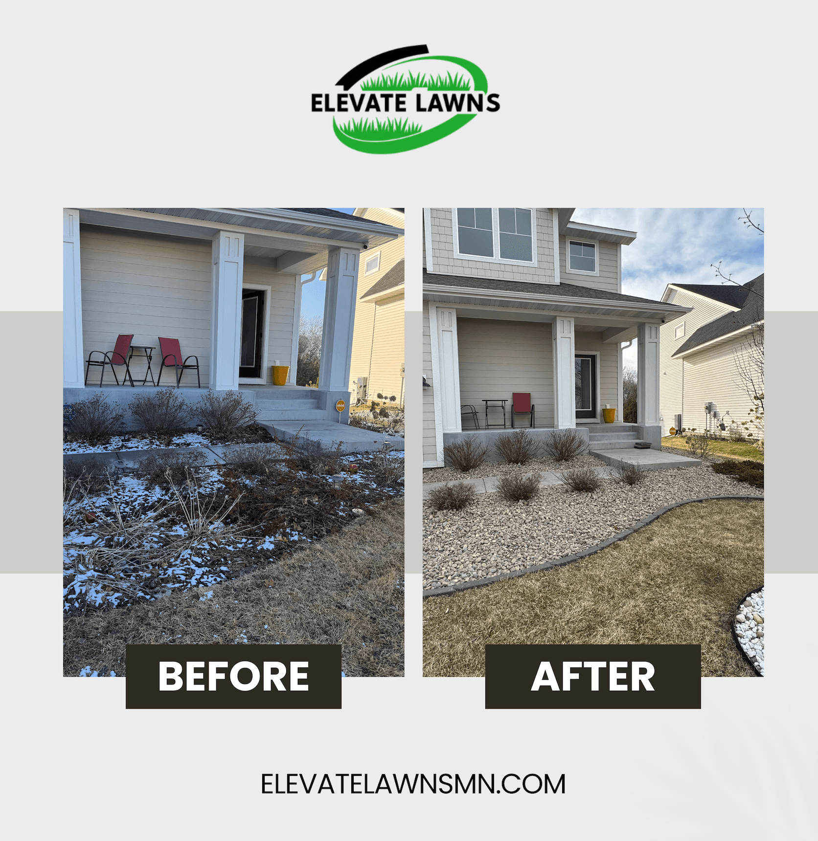 Old Overgrown Beds Cleared and Replaced With Rock Landscaping image
